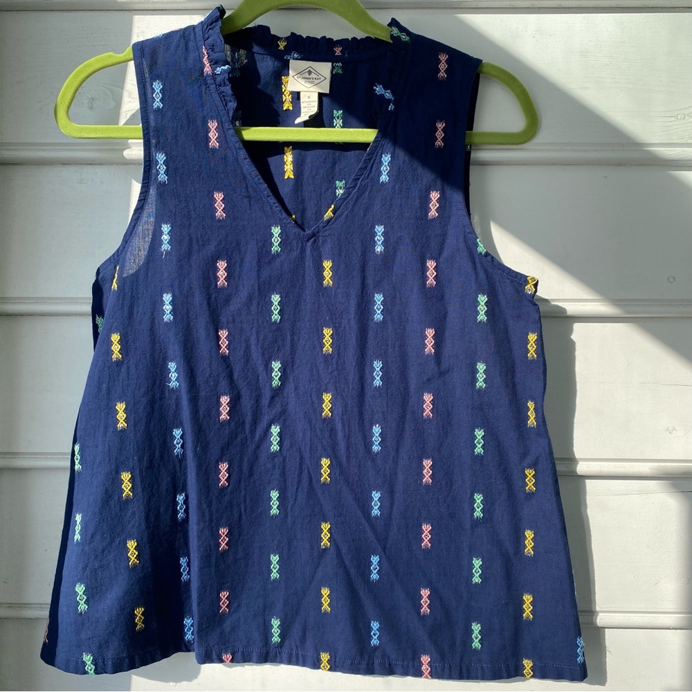 NWT St John’s Bay Sleeveless Top with Colorful Pattern-S- Shipping Discount!